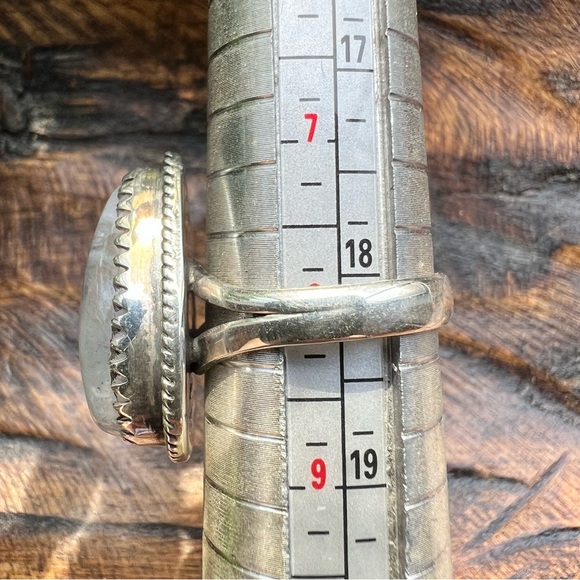 925 Sterling Silver Moonstone Teardrop Ring Size 8 Boho - Picture 8 of 11